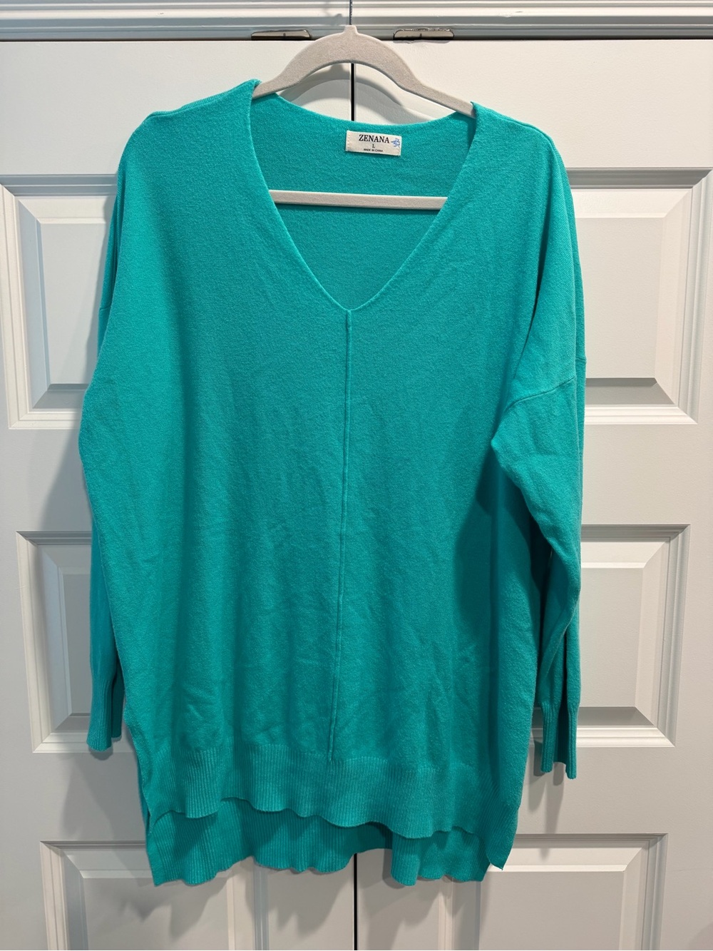 Zenana Outfitters Teal V-Neck Pullover Sweater